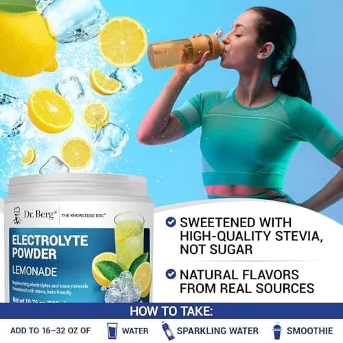 Dr. Berg Zero Sugar Hydration Keto Electrolyte Powder 300g | No Sugar, Potassium & Pink Himalayan Salt thumbnail 6
