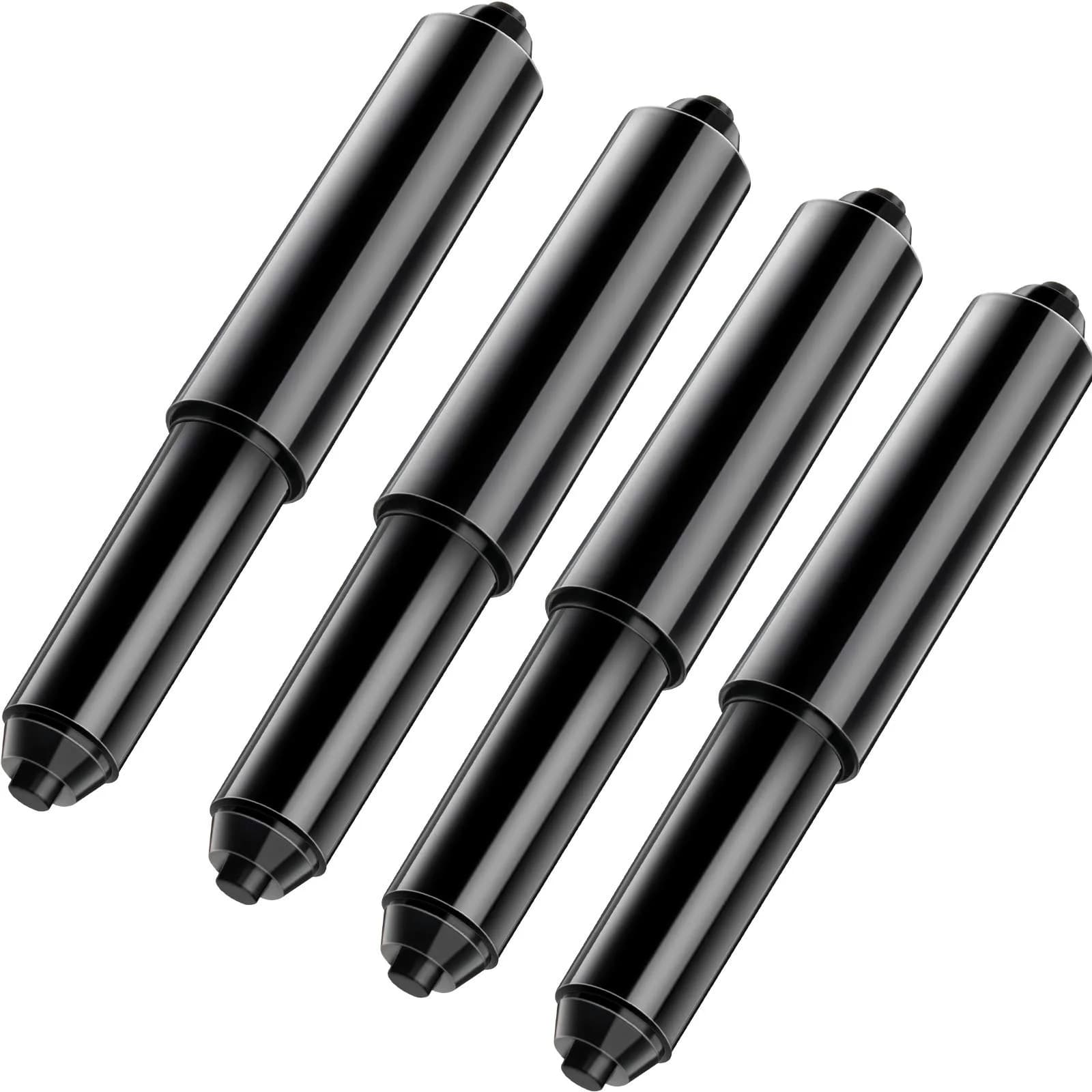 Shappy White 4 Pcs Universal Toilet Paper Holder Replacement Rod | Spring Loaded Plastic Retractable Paper Replacement Rod Toilet Tissue Roll Holder Insert for Bathroom Home Host Accessories — Black