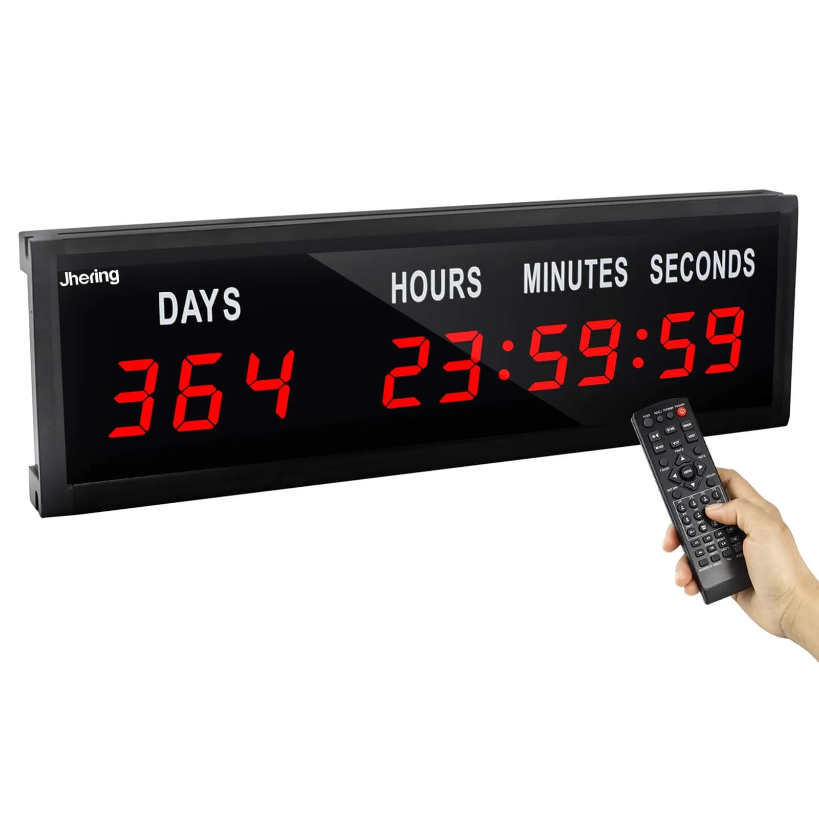 Jhering LED Countdown Clock with Remote, 1.8" Blue Display, 364-Day Countdown | Modern Digital Timer for Home & Office — 1.8" Red