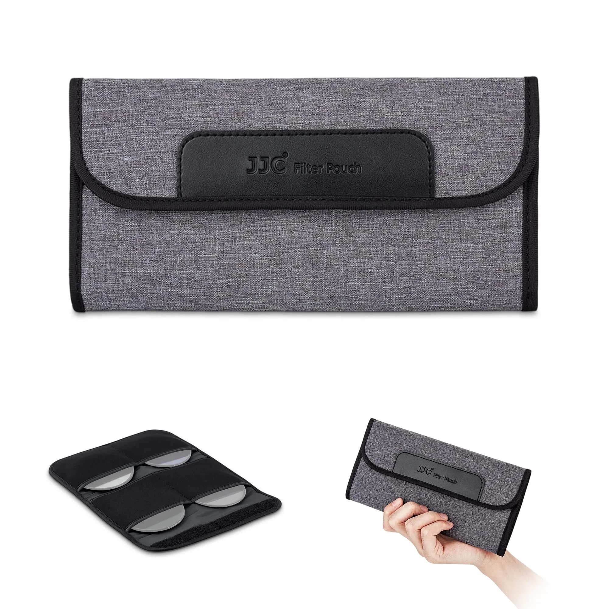 JJC 4-Pocket Lens Filter Pouch Case, Wallet for Circular Filters up to 58mm | Durable Polyester & Neoprene — For 4 x Filters up to 82mm