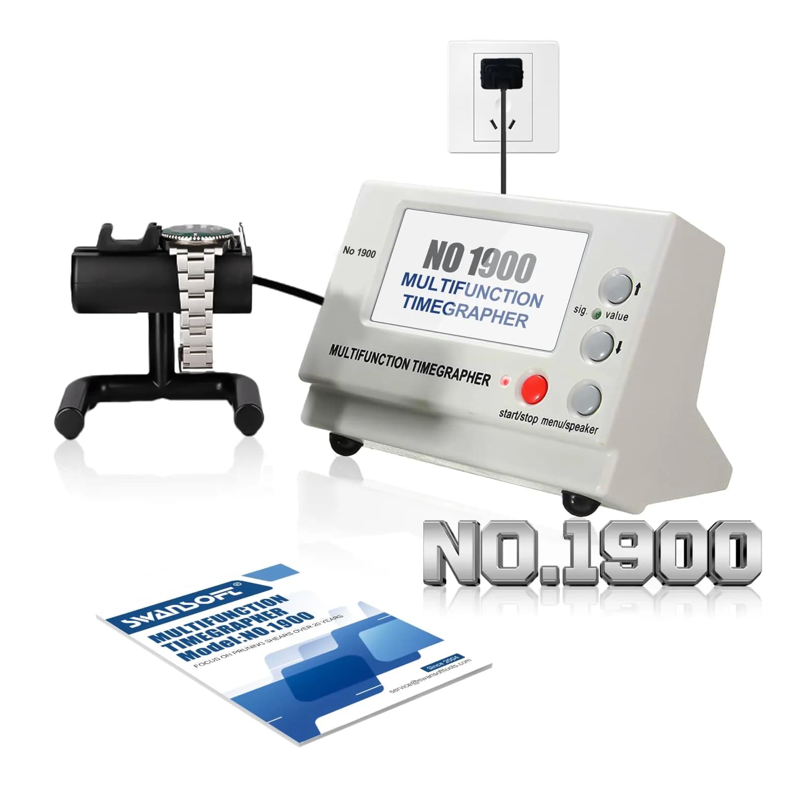 SWANSOFT Timegrapher No.1900 | Multifunctional Watch Tester for Mechanical Watches — White