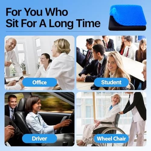 OMCOZY Gel Seat Cushion 47.02 cm x 43.97 cm x 3.84 cm (18.51 x 17.33 x 1.51 inches) | Pain Relief & Breathable for Office Chairs thumbnail 5