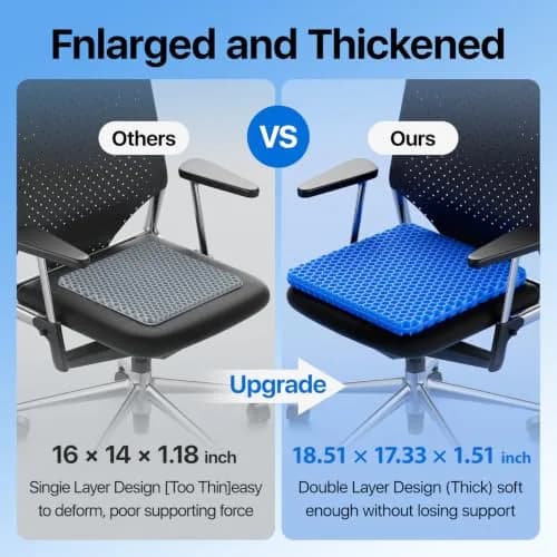 OMCOZY Gel Seat Cushion 47.02 cm x 43.97 cm x 3.84 cm (18.51 x 17.33 x 1.51 inches) | Pain Relief & Breathable for Office Chairs thumbnail 2