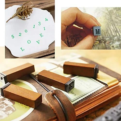 OJYUDD 70Pcs Wooden Rubber Alphabet Letter Number Stamps | DIY Craft & Scrapbooking Supplies thumbnail 7