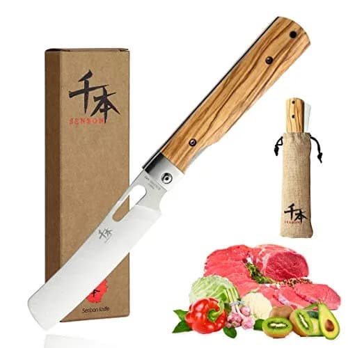 SENBON Ultra Sharp Folding Chef Knife with Olive Wood Handle | 20.3 cm (8 in) Blade thumbnail 1