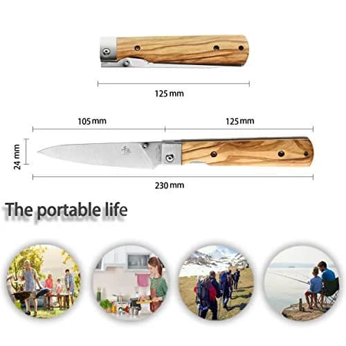 SENBON Ultra Sharp Folding Utility Knife 10.6 cm (4.1 in) Blade | Forged Stainless Steel with Olive Wood Handle thumbnail 2
