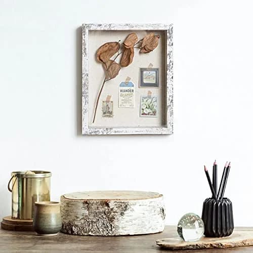 Califortree Shadow Box Frame 8.5x11 with Linen Back | Rustic White Display Case thumbnail 5