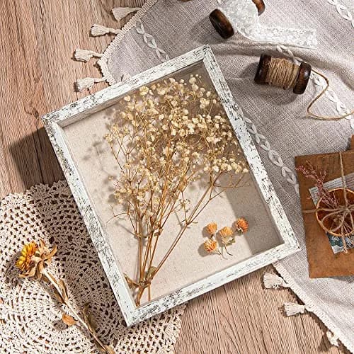 Califortree Shadow Box Frame 8.5x11 with Linen Back | Rustic White Display Case thumbnail 7