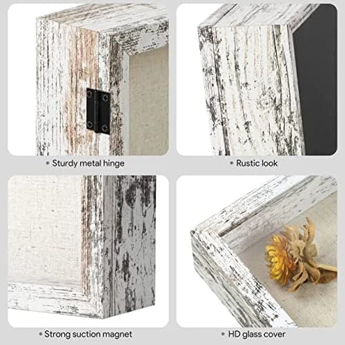 Califortree Shadow Box Frame 8.5x11 with Linen Back | Rustic White Display Case thumbnail 2