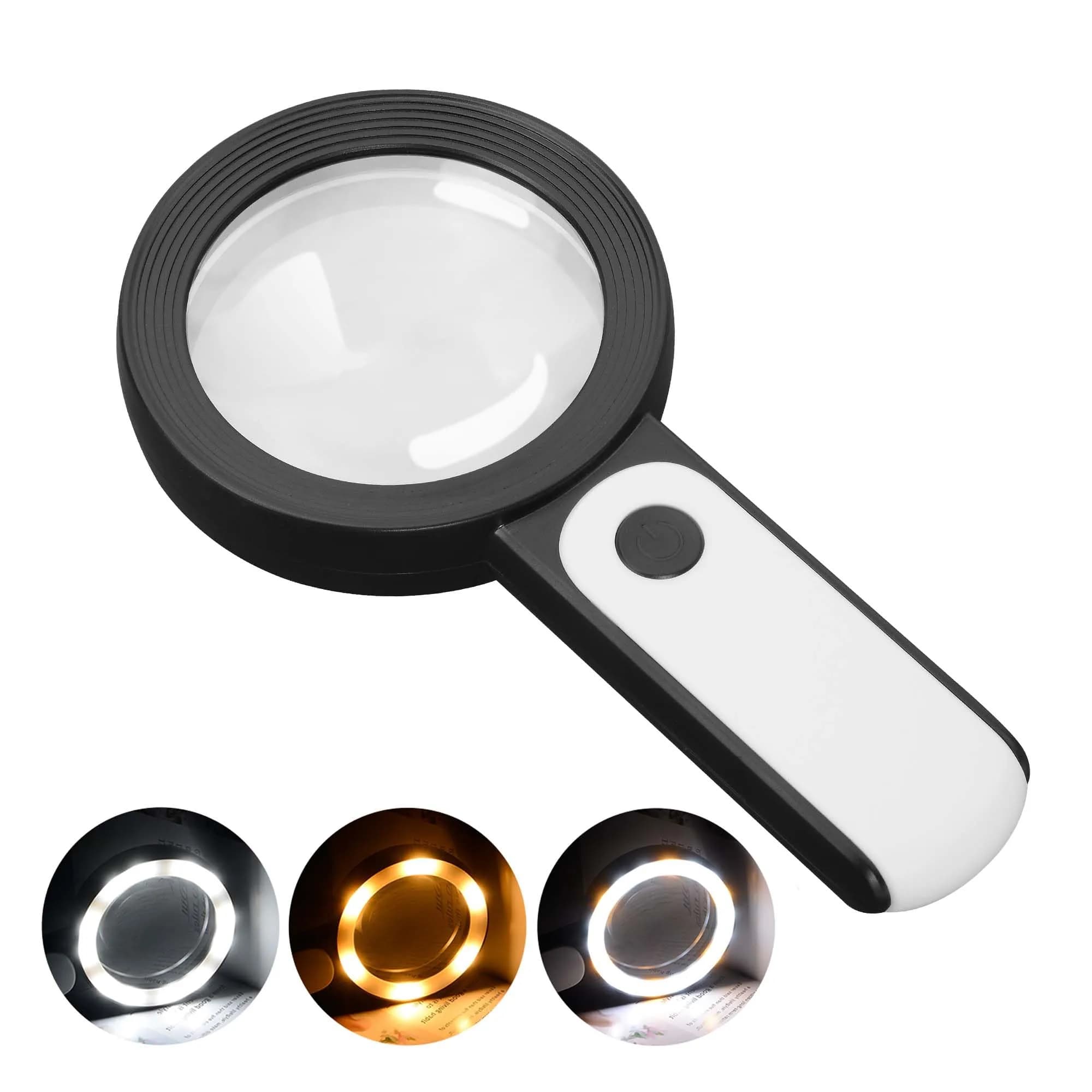 JMH Handheld Magnifying Glass with Light, 3.15" Lens | 18 LEDs, 3 Light Modes, 3x Magnification - main product image