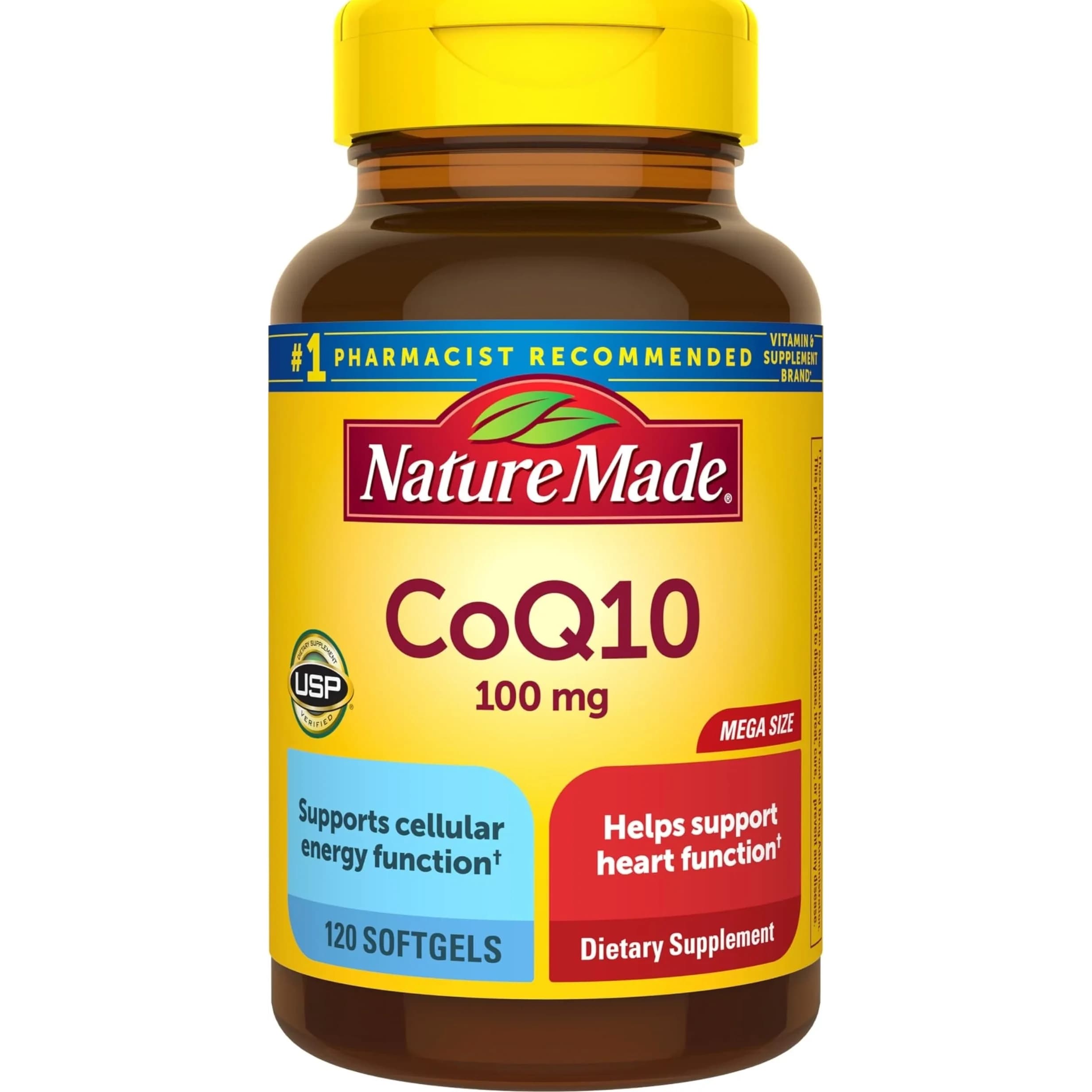 Nature Made CoQ10 100mg Softgels Support, 120 Softgels | USP Verified Antioxidant Supplement - main product image