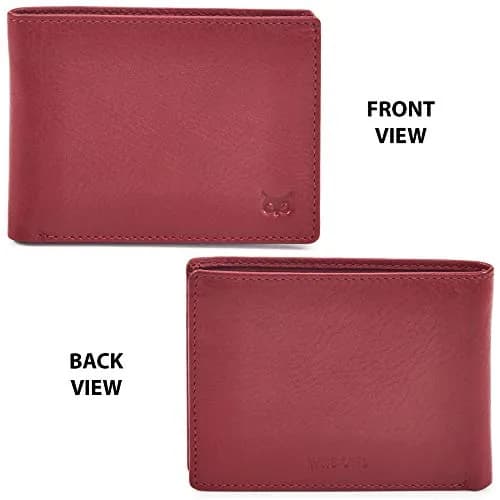 Wise Owl Accessories Red Wallet Real Leather RFID Blocking Slim Minimalist Front Pocket (Nappa, Red) | Compact & Stylish thumbnail 4