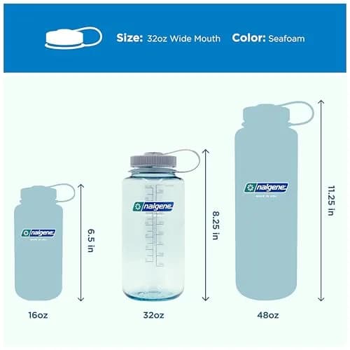 Nalgene 32 oz Wide Mouth Water Bottle, Seafoam | Heavy-Duty, Reusable, Leak-Proof thumbnail 5