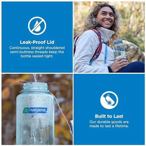 Nalgene 32 oz Wide Mouth Water Bottle, Seafoam | Heavy-Duty, Reusable, Leak-Proof thumbnail 2