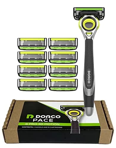 DORCO Pace 6 Pro 3D Motion Razor System with 9 Cartridges | 6-Blade System for Close Shave thumbnail 1
