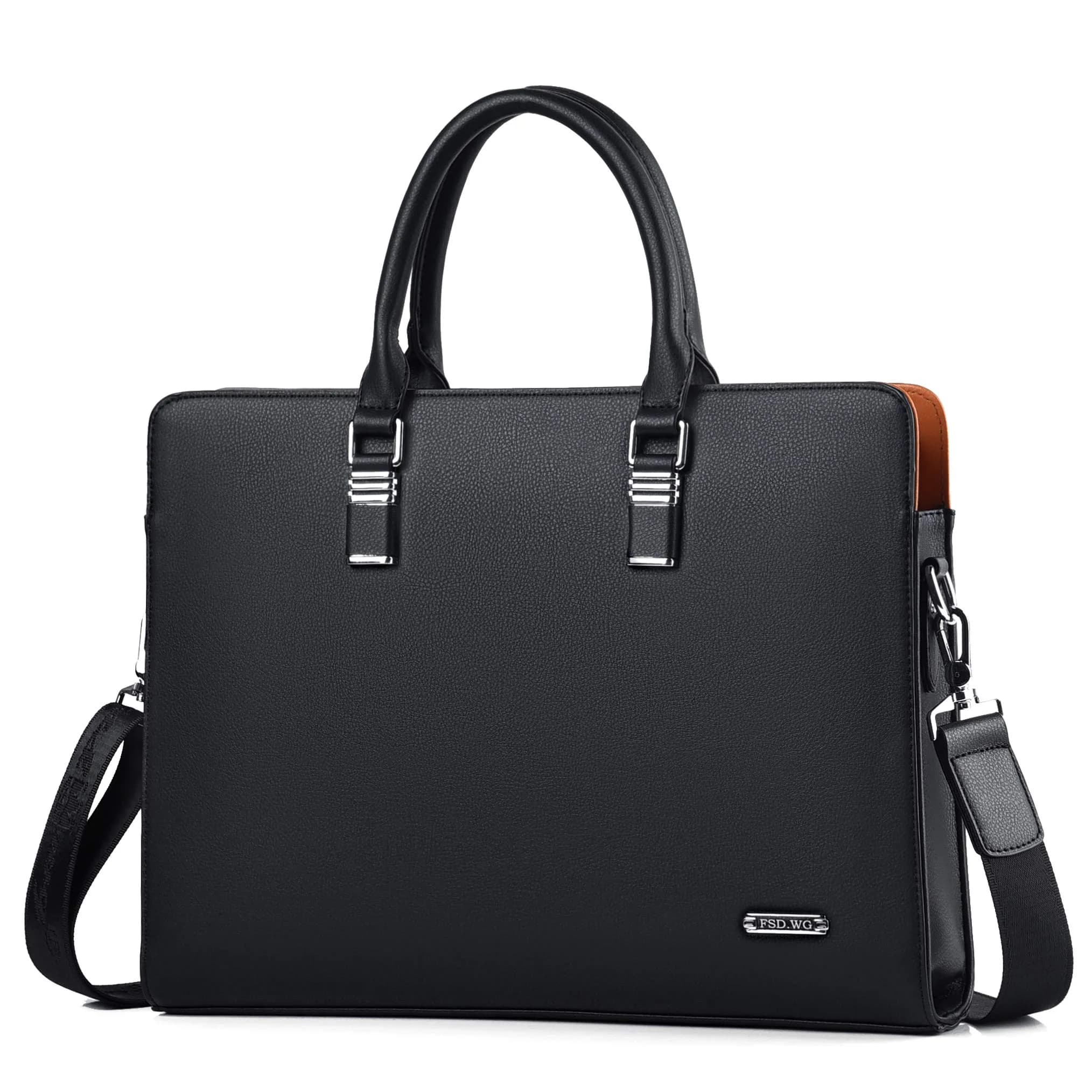 FSD.WG Business Bag Leather Briefcase Shoulder Laptop for Men | Classic, High-Quality Leather, 17L Capacity