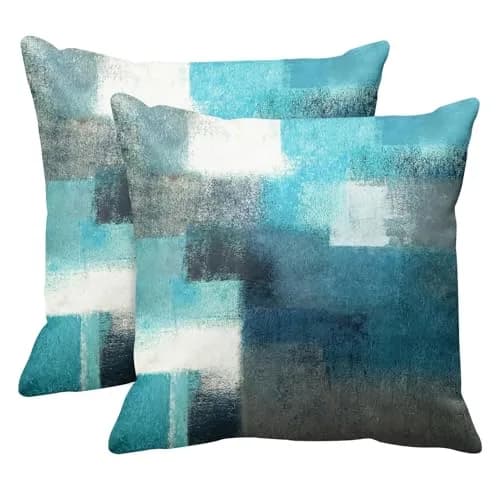 Britimes Throw Pillow Covers Set of 2, 18 x 18 Inch | Velvet, Teal Peacock Blue, Zipper Closure thumbnail 1