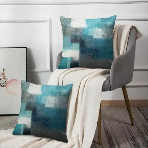 Britimes Throw Pillow Covers Set of 2, 18 x 18 Inch | Velvet, Teal Peacock Blue, Zipper Closure thumbnail 5