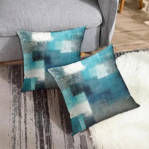 Britimes Throw Pillow Covers Set of 2, 18 x 18 Inch | Velvet, Teal Peacock Blue, Zipper Closure thumbnail 3