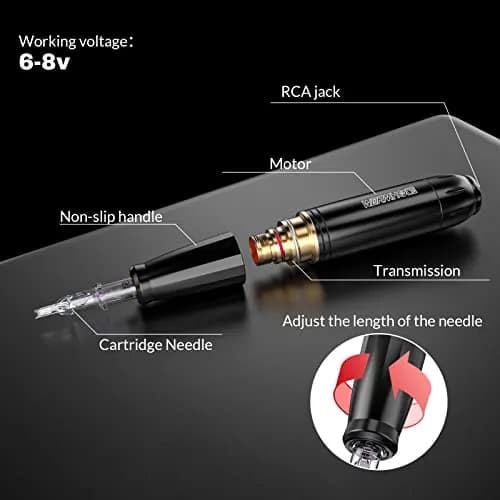 Wormhole Tattoo Gun Kit WTK070 for Beginners | Complete Set with 8x 30ml Ink & 20 Needles thumbnail 2