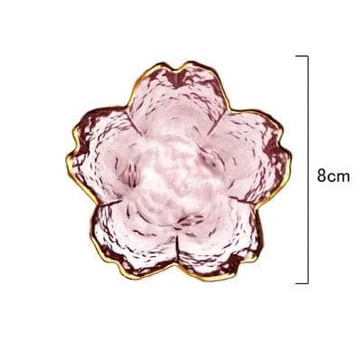 MINGBWUTANG Small Glass Dish Nordic Style Gold Inlay 3 inches (W) x 1.9 inches (H) | Cherry Blossom Seasoning Plate - main product image