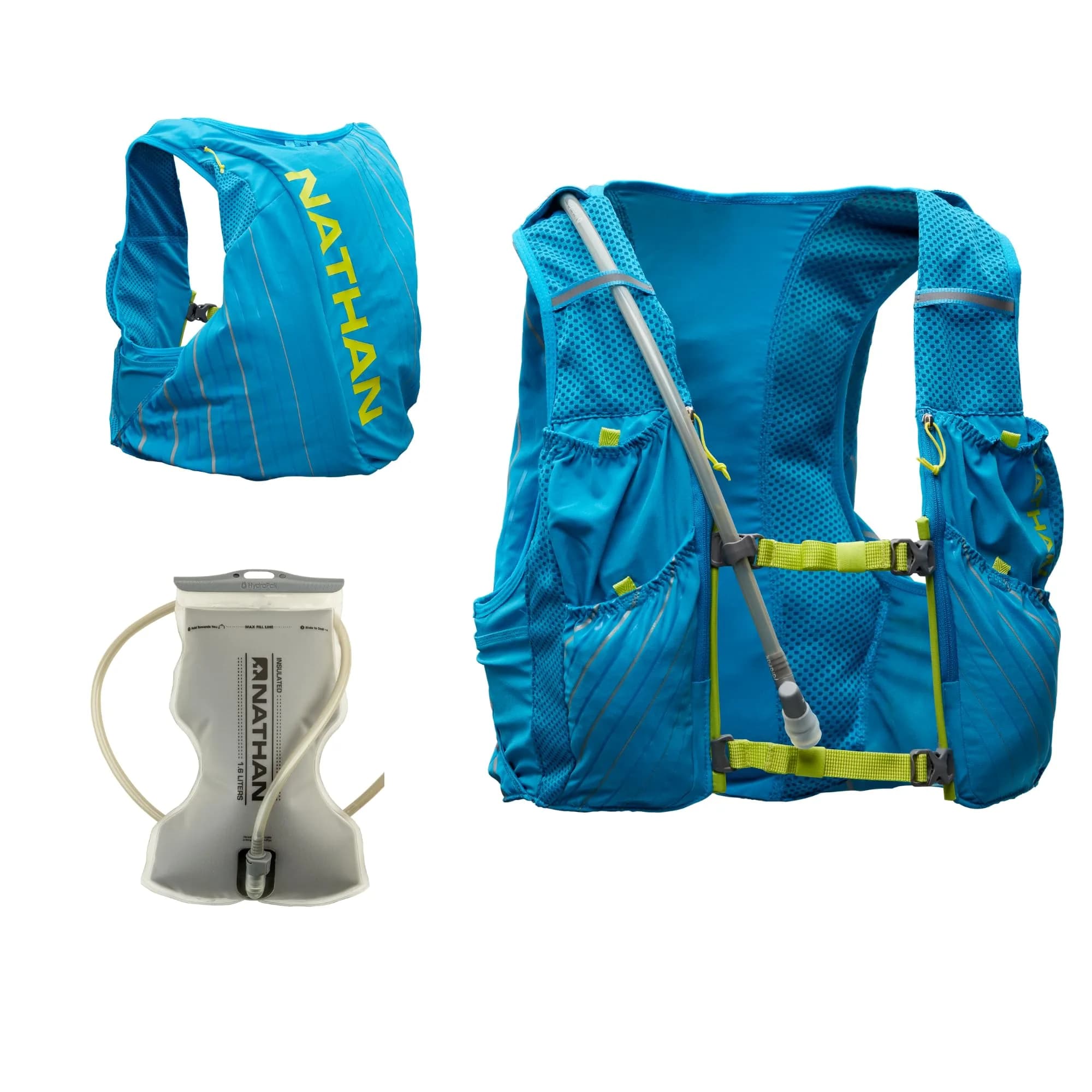 Nathan Pinnacle Race Vest & 12L Hydration Pack with 1.6L Water Bladder, Water-Resistant Pockets, Lightweight & Moisture Wicking | Unisex Running Vest - main product image