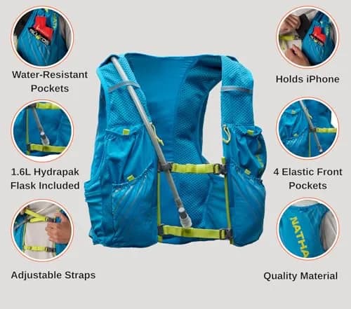 Nathan Pinnacle Race Vest & 12L Hydration Pack with 1.6L Water Bladder, Water-Resistant Pockets, Lightweight & Moisture Wicking | Unisex Running Vest thumbnail 3
