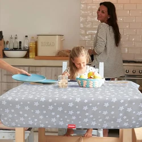 Moonsea Grey Star Splat Mat 107cm x 117cm (42"x46") | Waterproof, Non-Slip, Machine Washable for High Chairs & Playtime thumbnail 6