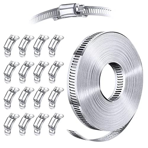 Steelsoft Stainless Steel Worm Gear Hose Clamp Assortment Kit, Cut-To-Fit | 35 ft Strap + 16 Fasteners, Max 134 inch Diameter thumbnail 1