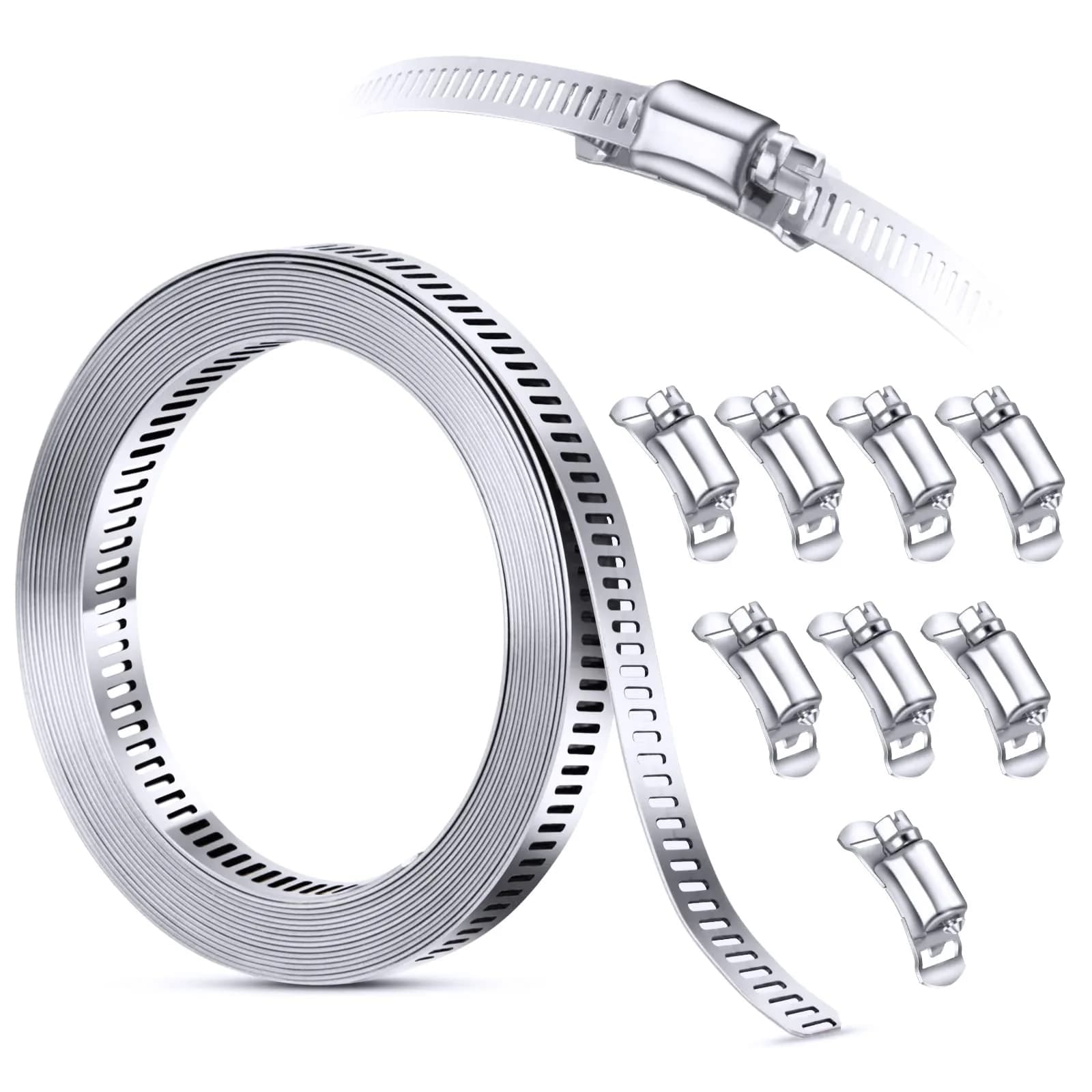 Steelsoft Stainless Steel Worm Gear Hose Clamp Assortment Kit, Cut-To-Fit | DIY Large & Odd Sizes - main product image