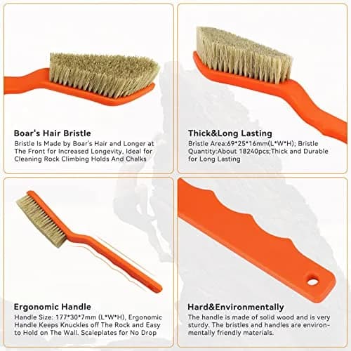 TWO STONES Boar Hair Rock Climbing Brush 175mm Handle | Durable Boulder Cleaning Tool for Indoor & Outdoor Climbing thumbnail 4
