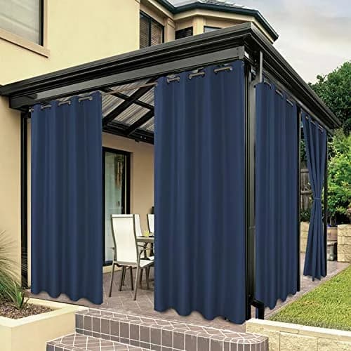 BONZER Outdoor Curtains for Patio Waterproof Thick Privacy | Water-Resistant & Privacy-Enhancing — Navy / 54"W x 84"L