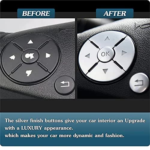 Asrnten Car Steering Wheel Button Trim Inner Decoration Silver | Compatible with Mercedes Benz Models thumbnail 2
