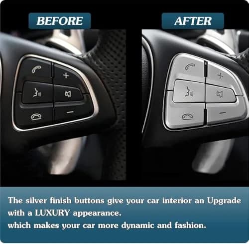 Asrnten Silver Steering Wheel Button Trim | Compatible with Mercedes Benz W205 X205 (70-120c) thumbnail 6