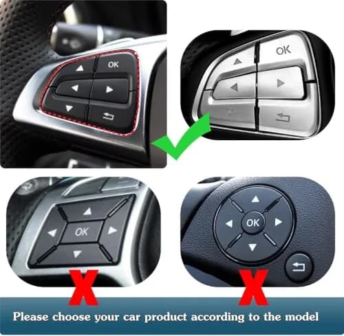 Asrnten Car Steering Wheel Button Trim Inner Decoration Silver | Compatible with Mercedes Benz GLA CLA GLS GLE CLS SL A B Class thumbnail 5