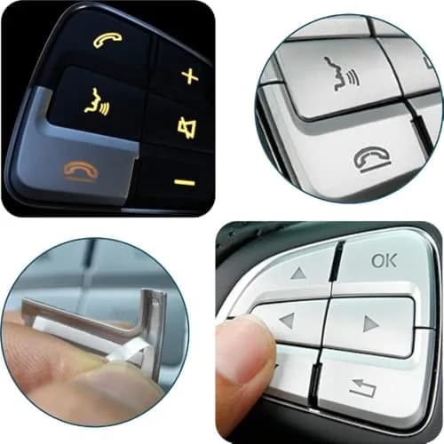 Asrnten Car Steering Wheel Button Trim Inner Decoration Silver | Compatible with Mercedes Benz GLA CLA GLS GLE CLS SL A B Class thumbnail 6