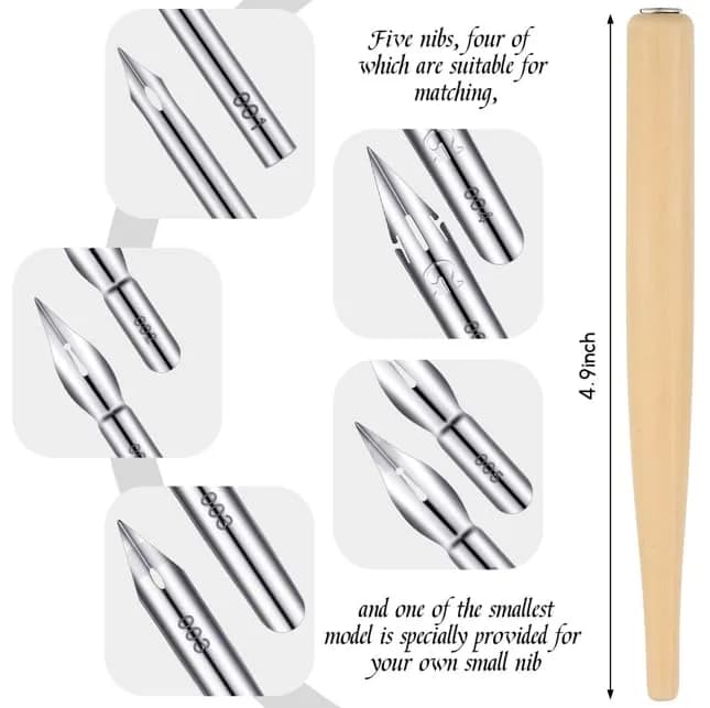 OIXXAF 11-Piece Comic Pen Nib Set with Wooden Holder | Drawing & Calligraphy Essentials thumbnail 6