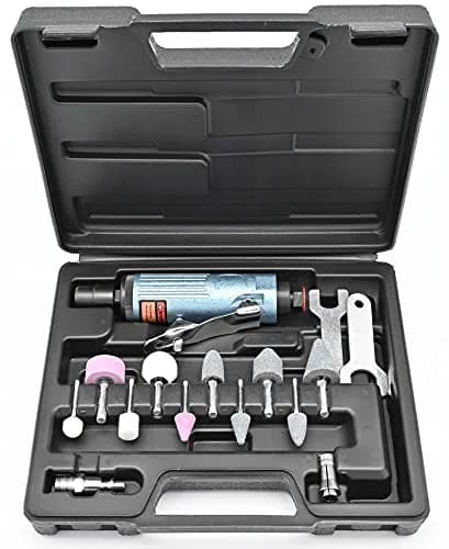 BOWD Air Die Grinder Kit with 1/4 and 1/8 inch Collets, Pneumatic Tool 25000 RPM | Lightweight Aluminum Body thumbnail 1