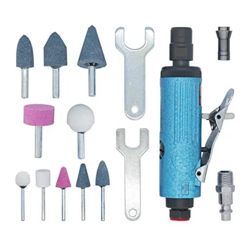 BOWD Air Die Grinder Kit with 1/4 and 1/8 inch Collets, Pneumatic Tool 25000 RPM | Lightweight Aluminum Body thumbnail 2