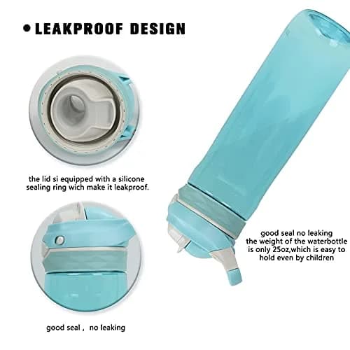 DEARART 750ml (25.4oz) Sky Blue Water Bottle | Leakproof AUTOSEAL Flip Top for School, Gym, Travel thumbnail 6