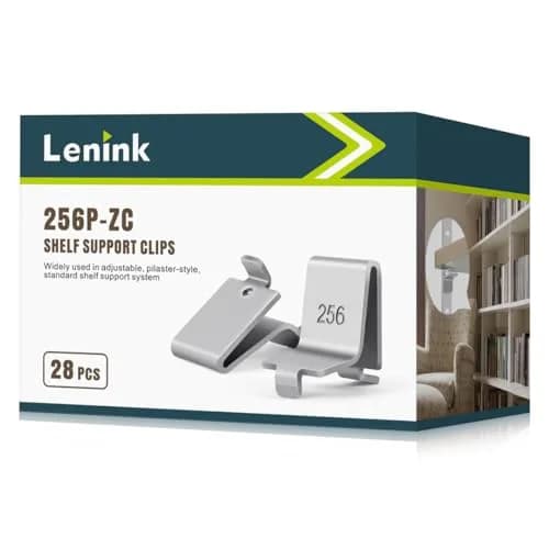Lenink Pilaster Shelf Clip 28 Pcs Silver | Adjustable Metal Shelf Supports for Home & Office thumbnail 1