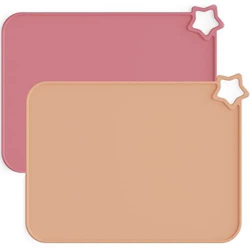 Moonkie Silicone Placemat for Babies & Toddlers (2-Pack, Warm Pink/Muted) | BPA-Free, Non-Slip, Dishwasher Safe thumbnail 1