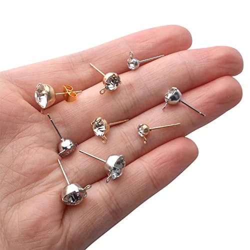 Aylifu Hypoallergenic Earring Posts Studs with Loops & Butterfly Backs, Gold & Silver, 4 Sizes (80pcs Total) thumbnail 7