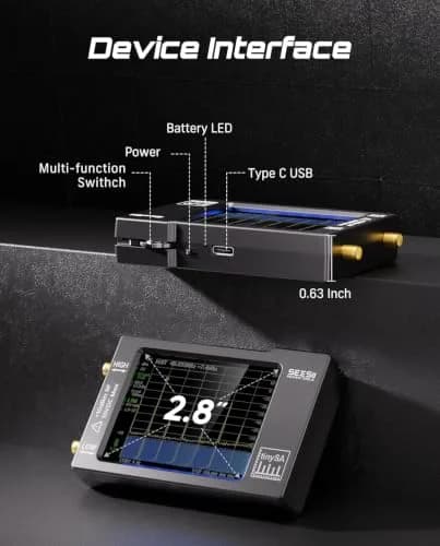 Seesii TinySA Spectrum Analyzer with Touchscreen & Antenna | Portable RF & Signal Generator (100kHz-960MHz) thumbnail 8
