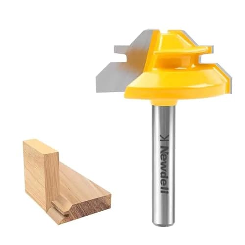 Newdeli 45 Degree Lock Miter Router Bit 1/4 Shank, 1/2 Stock Joint Woodworking Bit | Carbide Tipped for Furniture Making thumbnail 1