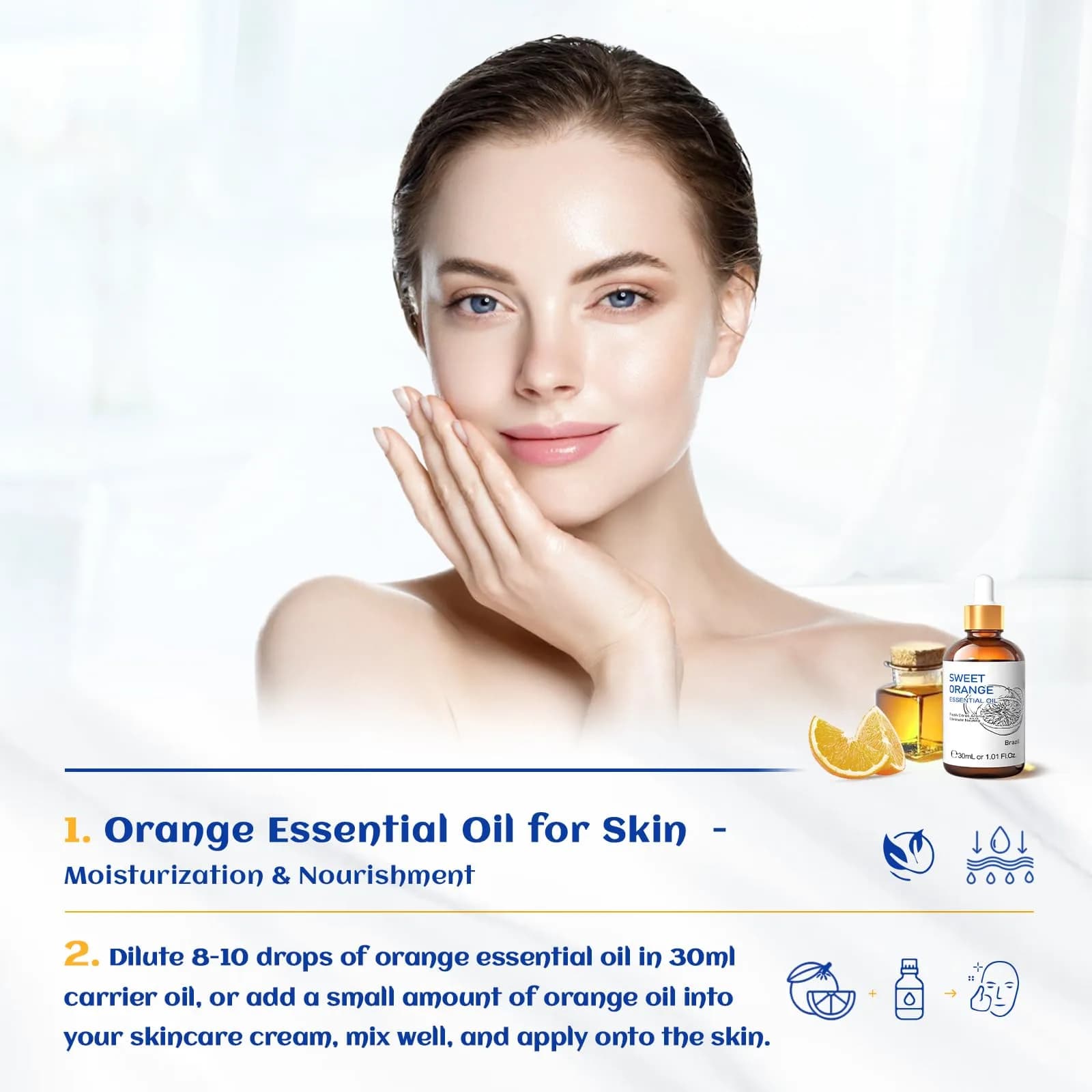 HIQILI Sweet Orange Essential Oil 30mL (1 fl oz) | Pure & Natural Aromatherapy Grade thumbnail 3