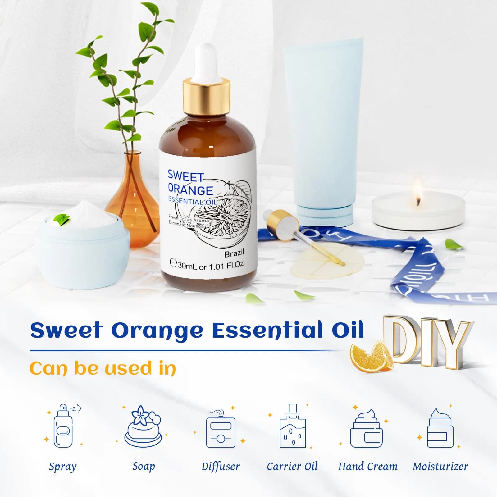 HIQILI Sweet Orange Essential Oil 30mL (1 fl oz) | Pure & Natural Aromatherapy Grade thumbnail 5