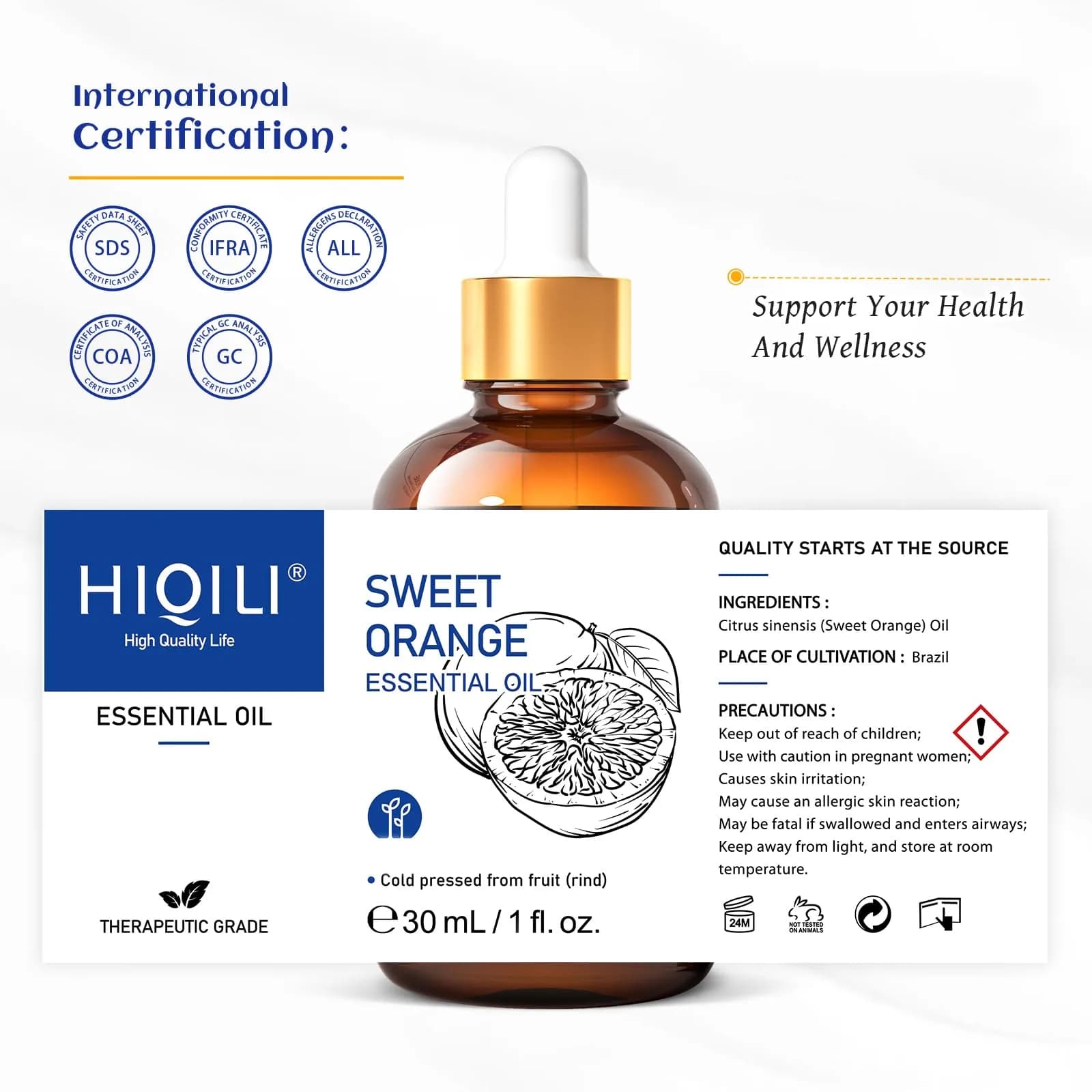 HIQILI Sweet Orange Essential Oil 30mL (1 fl oz) | Pure & Natural Aromatherapy Grade thumbnail 7