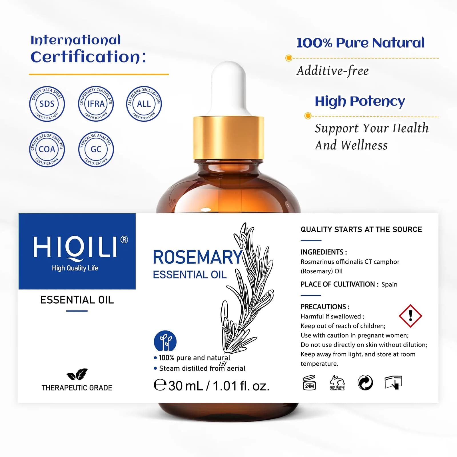 HIQILI Rosemary Essential Oil, 30ml (1 Fl Oz) | Pure Natural for Hair Growth & Scalp Care thumbnail 7