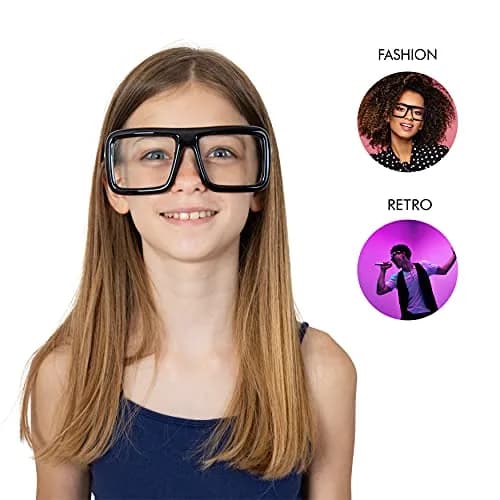 Skeleteen Big Fake Oversized Black Glasses – Thick Shiny Square Frames Nerd Costume Accessory (One Size) thumbnail 5
